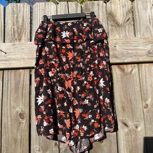 Mossimo Supply Co. Black Floral Strapless Romper Size L
